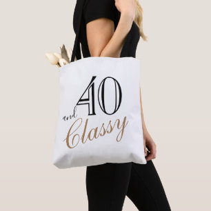 40 und Classy Elegant Black Golden Script Geburtst Tasche