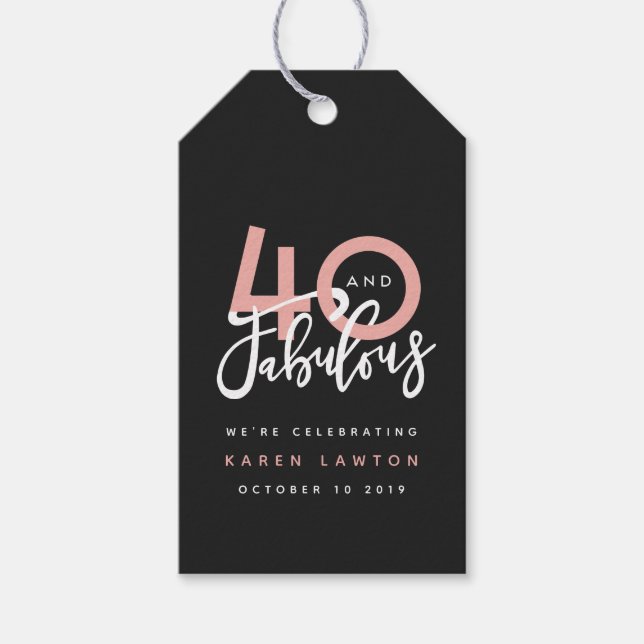 40 und ein fabelhaftes Geschenketikett Geschenkanhänger (Vorderseite)