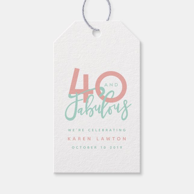 40 und ein fabelhaftes Geschenketikett Geschenkanhänger (Vorderseite)