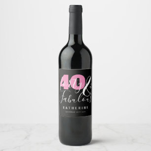 40 und Fabelhaft Elegante 40. Geburtstagsfeier Weinetikett