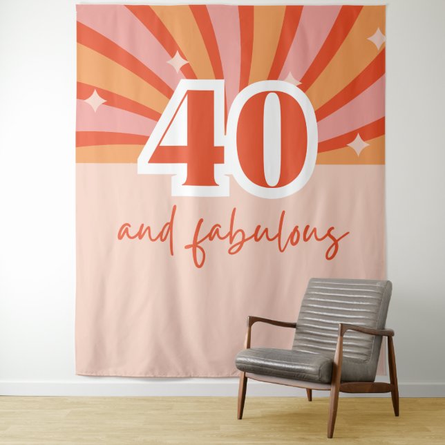 "40 und fabelhaft", Retro-Geburtstagsbanner Wandteppich (Beispiel)
