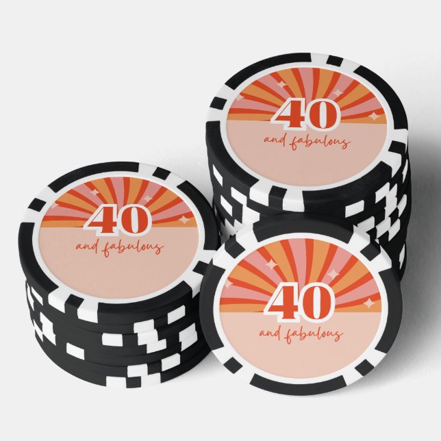 "40 und fabelhaft", Retro heller Pfirsich Pokerchips (Stapel)