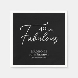 40 und fabelhafte 40. Schwarz & Weiß Geburtstag Serviette