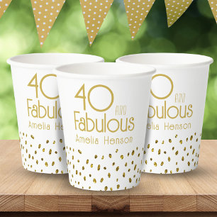 40 und fabelhafte Elegant Gold Glitzer 40. Geburts Pappbecher