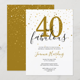 40 und fabelhafte Elegant Gold und Black Birthday Einladung
