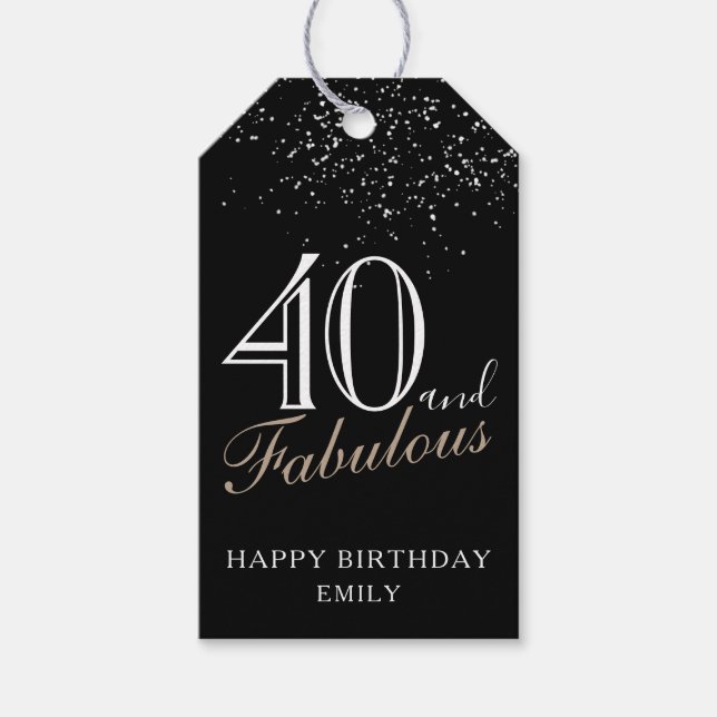 40 und fabelhafte Elegant Script Black 40. Geburts Geschenkanhänger (Vorderseite)
