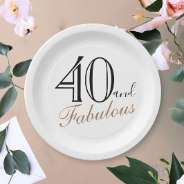 40 und fabelhafte Elegant Script Frau 40. Geburtst Pappteller