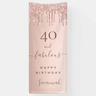 40 und fabelhafte Geburtstag Glitzer Rose goldfarb Banner