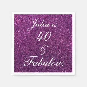 40 und fabelhafte Geburtstag Lila Glitzer Chic Gir Serviette