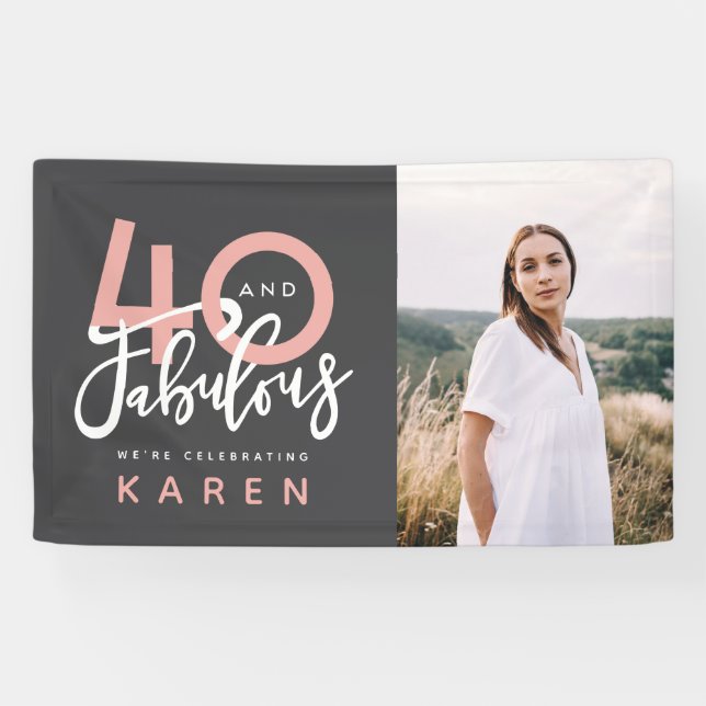 40 und fabelhafte Geburtstags-Fotofahne Banner (Horizontal)