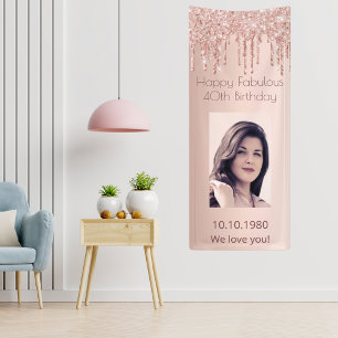 40 und fabelhafte Geburtstagsfeier Rose Gold Foto  Banner