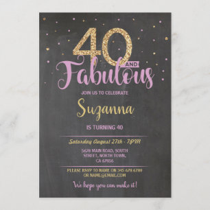 40 und fabelhafte Geburtstagsparty 40. Pink Gold Einladung