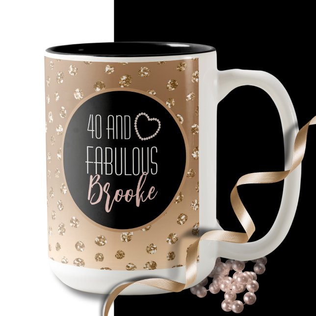 40 und fabelhafte Glam Chic Girly Gold Black Blush Zweifarbige Tasse (Von Creator hochgeladen)