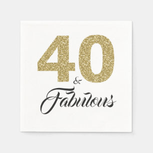 40 und fabelhafte Gold Glitzer Geburtstagsparty Serviette