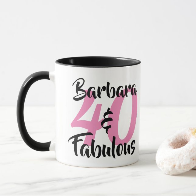 40 und fabelhafte Personalisierte Geburtstagsparty Tasse (Mit Donut)