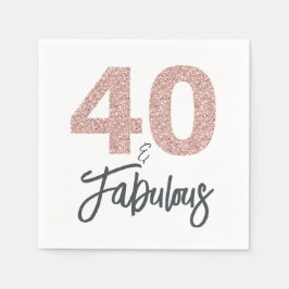40 und fabelhafte rosa Glitzer Geburtstagsparty Serviette