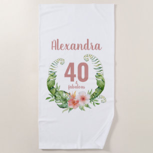 40 und fabelhafte Rosa-Schrift Geburtstag Strandtuch