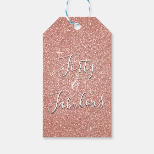 40 und fabelhafte Rose Gold Blush Pink Glitzer Geschenkanhänger (Vorderseite)