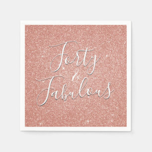 40 und fabelhafte Rose Gold Blush Pink Glitzer Serviette