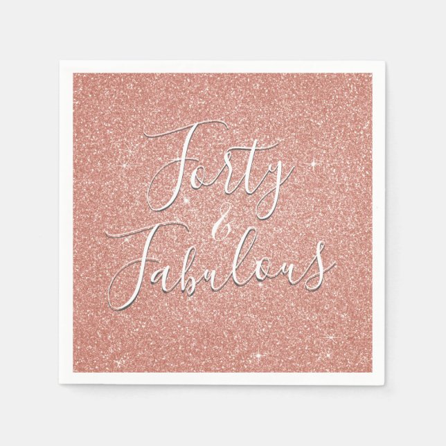 40 und fabelhafte Rose Gold Blush Pink Glitzer Serviette (Vorderseite)
