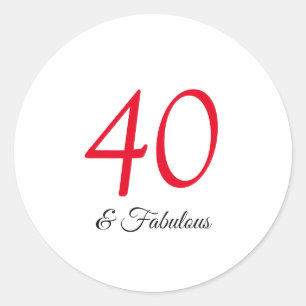 40 und fabelhafter Geburtstag Runder Aufkleber