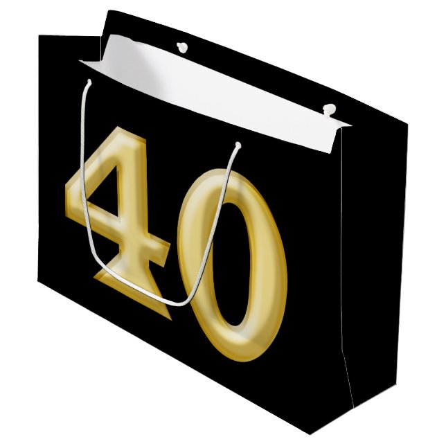 40 und fabelhafter schwarzer Goldgeburtstag Große Geschenktüte (Vorderseite Schrägansicht)