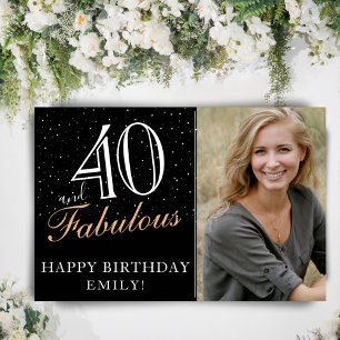 40 und fabelhaftes Black 40. Geburtstag Party Foto Poster