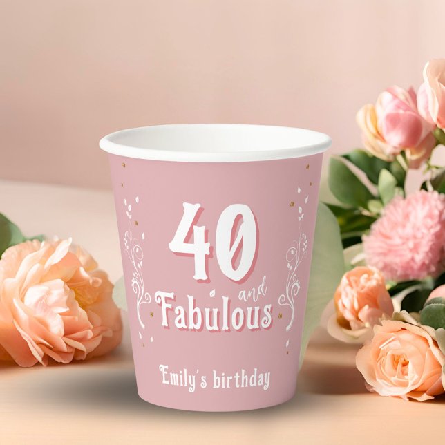 40 und fabelhaftes Foliage Pink 40. Geburtstag Pappbecher (Von Creator hochgeladen)