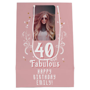 40 und fabelhaftes Foliage Pink Foto 40. Geburtsta Mittlere Geschenktüte