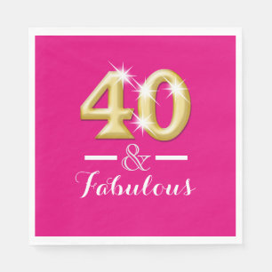 40 und fabelhaftes rosa Gold Geburtstag Serviette