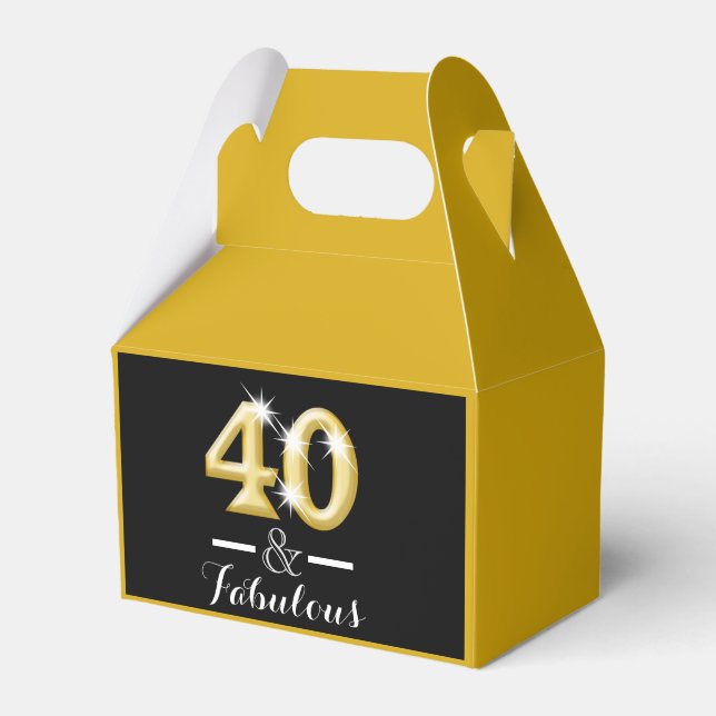 40 und fabelhaftes schwarzes Gold Geburtstag Geschenkschachtel (Vorderseite)