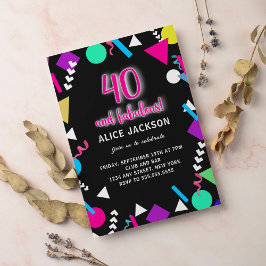 40 und Fabulous Black Retro Geburtstag Einladung