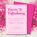 40 und Fabulous Bold Typografie Pink Geburtstag Einladung<br><div class="desc">Mit unserer 40. und fabulous 40. Geburtstagsfeier bereiten Sie sich auf stilvolle Feiern vor! 🎉 Design mit mutiger Typografie ist diese Einladung so einzigartig, modern und trendig wie Sie sind. Der hellrosa Akzent verleiht Ihrem besonderen Tag einen farbenfrohen Pop und lädt zur Erinnerung ein. Kommen Sie zu einem unvergesslichen Fest...</div>