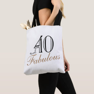 40 und Fabulous Elegant Black Script Geburtstag Tasche
