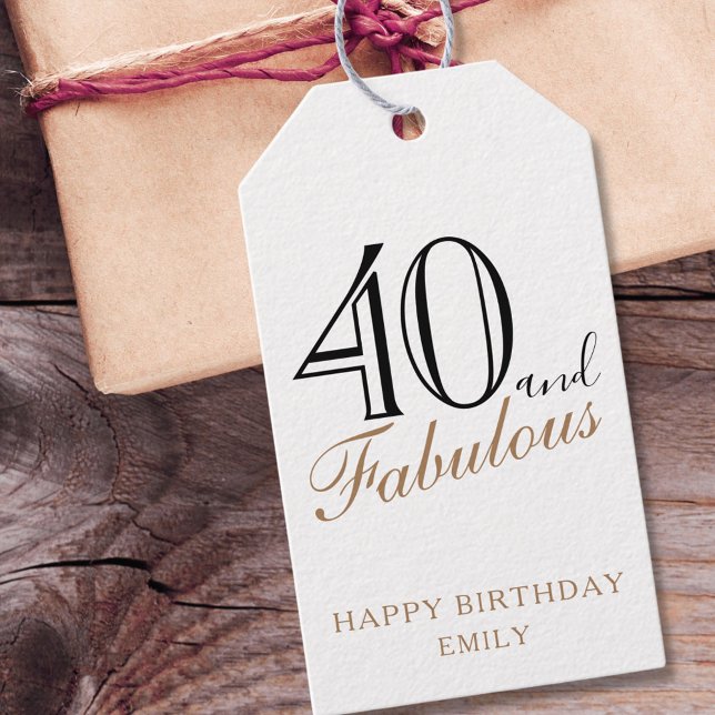 40 und fabulous Elegant Script 40. Geburtstag Geschenkanhänger (Von Creator hochgeladen)