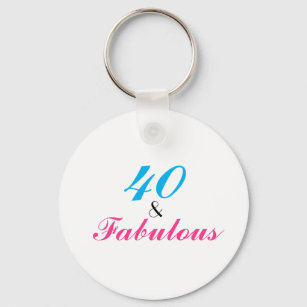 40 und Fabulous Geburtstag Thema Pink Blau Schlüsselanhänger