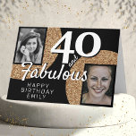 40 und fabulous Gold Glitzer 2 Foto 40. Geburtstag Karte<br><div class="desc">40 und fabulous Gold Glitzer 2 Foto 40. Geburtstag Grußkarte. Fügen Sie Ihre Fotos hinzu - Sie können ein altes und neues Foto verwenden. Fügen Sie Ihren Namen,  Alter und Text hinzu oder löschen Sie ihn.</div>