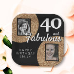 40 und fabulous Gold Glitzer 2 Foto 40. Geburtstag Pappteller<br><div class="desc">40 und Fabulous Gold Glitzer 2 Foto 40. Geburtstag Party Papier Teller. Fügen Sie Ihre Fotos hinzu - Sie können ein altes und neues Foto verwenden. Geben Sie Ihren Namen und Ihr Alter ein.</div>