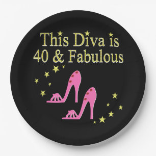 40 UND FABULOUS PINK SHOE QUEEN DESIGN PAPPTELLER