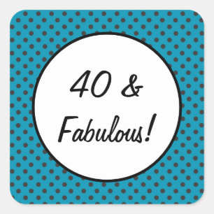 40 und Fabulous Retro Polka Dots Quadratischer Aufkleber