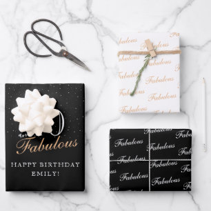 40 und Fabulous Script Modernes Schwarzes 40. Gebu Geschenkpapier Set
