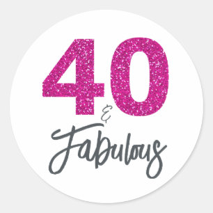 40 und Fabulous   Typografie 40. Geburtstag Runder Aufkleber