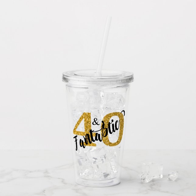 40 und Fantastic Gold Glitzer Gift Party Acryltrinkbecher (Rückseite Ice)