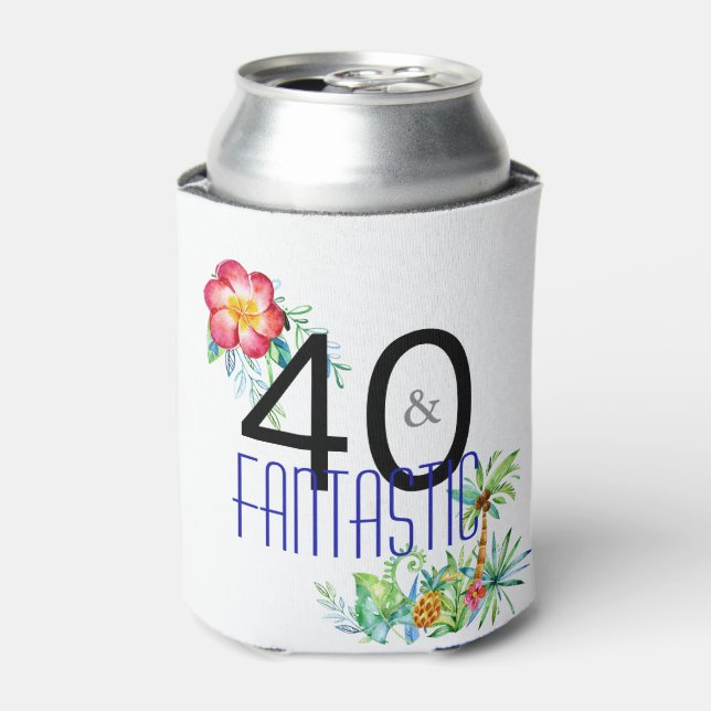 40 und Fantastic Tropical 40. Geburtstag Party Dosenkühler (Kanne Vorderseite)