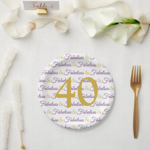 40 und Fantastisch Elegant 40. Geburtstag Pappteller