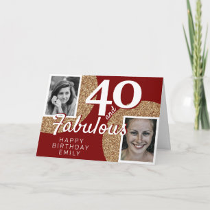 40 und Fantastisch Gold Glitter 2 Foto 40. Geburts Karte