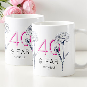 40 und fantastisch Rosa Blumen 40. Geburtstagsfeie Kaffeetasse
