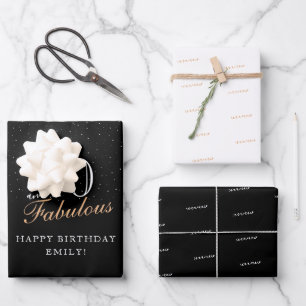 40 und Fantastisch Skript Modern Schwarz 40. Gebur Geschenkpapier Set