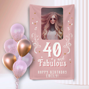 40 und fantastisches Laub Pink Foto 40. Geburtstag Banner