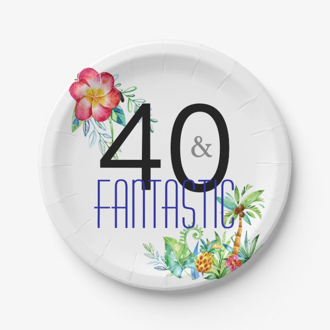 40 und fantastisches tropisches 40. pappteller (Vorderseite)